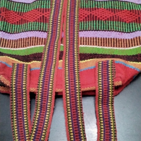 Woven Drawstring Boho Bag Rasta Back Pack - Picture 6 of 6